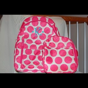 Thirty One Polka-Dot Backpack & Matching Lunchbox